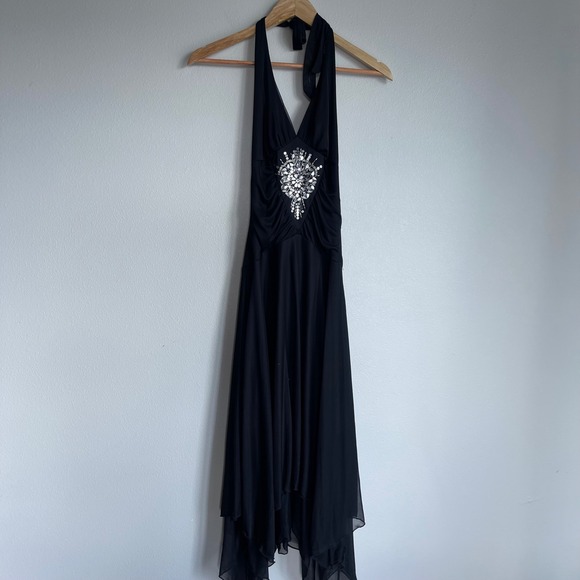 Vintage Y2K Speechless Boho Embellished Halter Fishtail Midi Dress - Picture 2 of 8